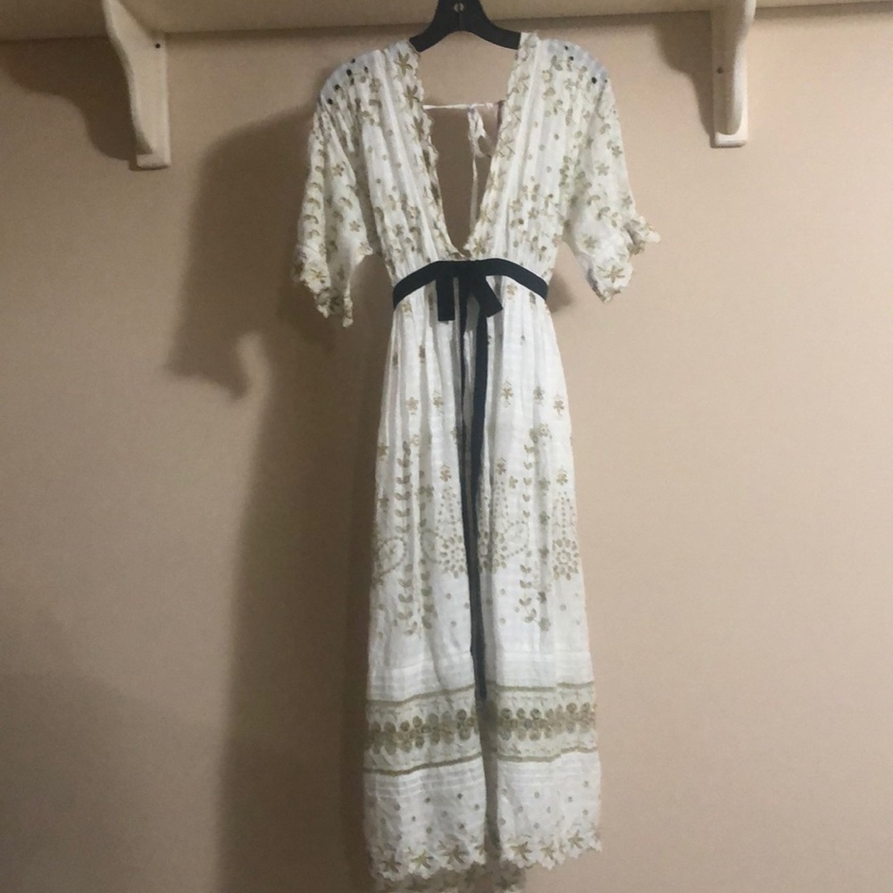 LOVESHACKFANCY Augusta velvet-trim metallic Dress - Picture 5 of 6